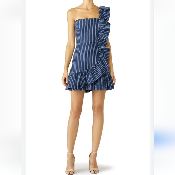 Alexis Dresses & Skirts - Alexis Konner Blue Striped One-Shoulder Dress